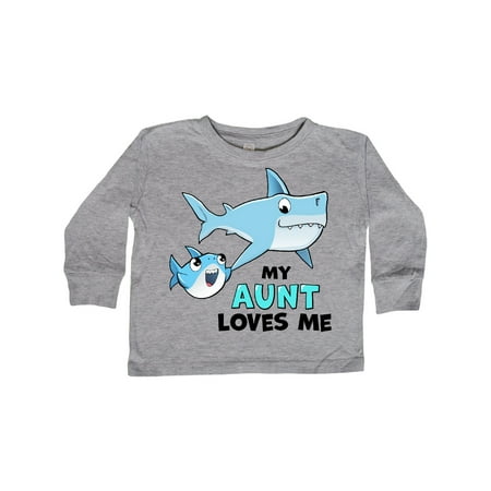 

Inktastic My Aunt Loves Me with Cute Sharks Gift Toddler Boy or Toddler Girl Long Sleeve T-Shirt