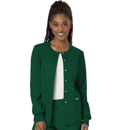 

Cherokee Workwear Revolution Women s Warm Up Scrubs Jacket Snap Front WW310