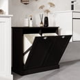 thumbnail image 4 of Double Tilt-Out Trash Cabinet & Free Standing Laundry Sorter, 2-Compartment Tilt-Out Hamper, Modern Black Bathroom Storage Cabinet, 4 of 9