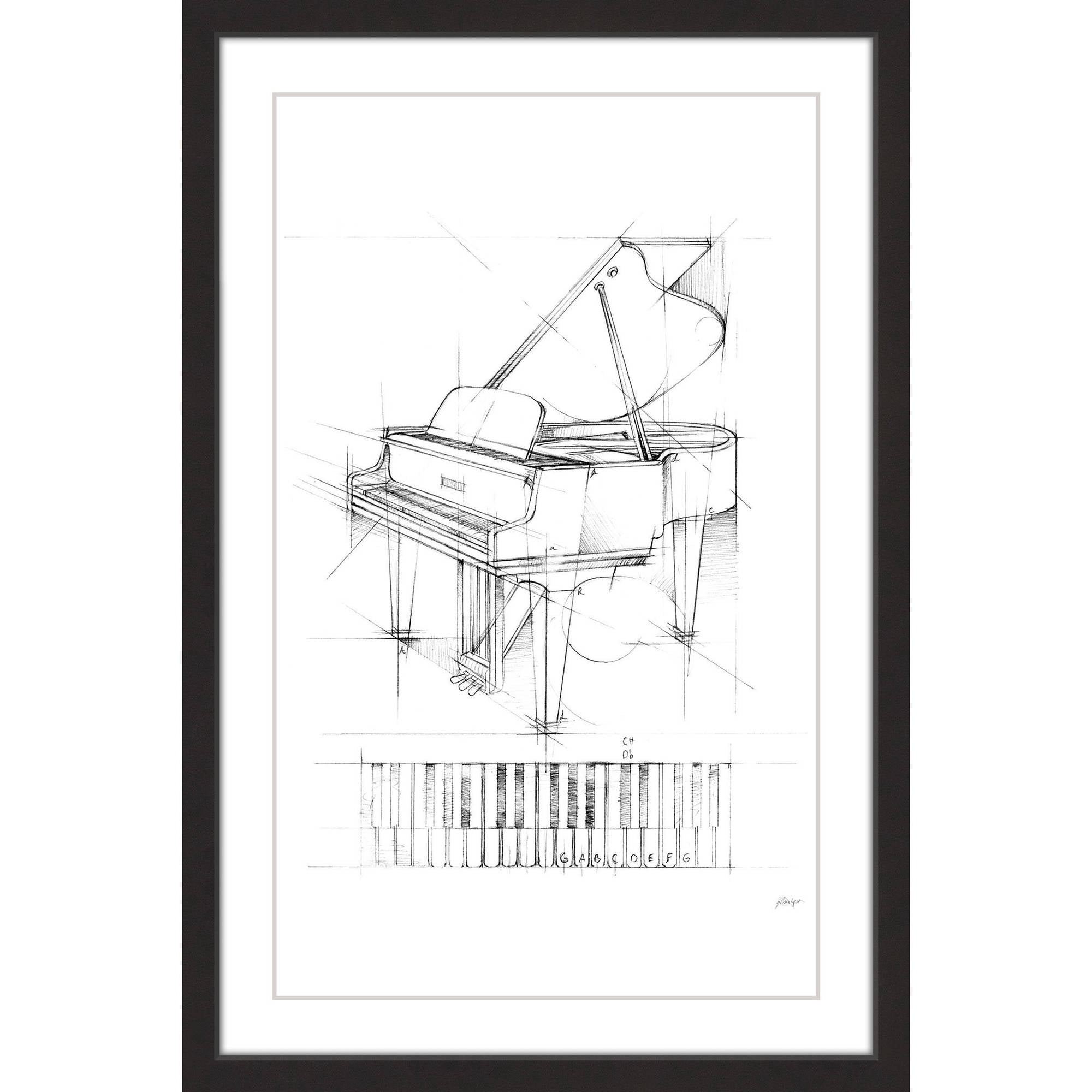 Marmont Hill "Piano Sketch I" Framed Painting Print