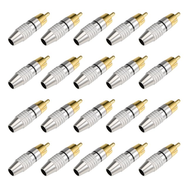 Unique Bargains 20Pcs RCA Male Solderless Coax Audio Video Jack Adapter Wire Cable Connector