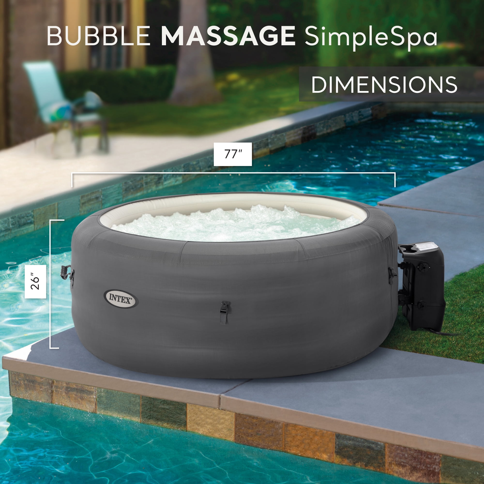 Open Box Intex SimpleSpa Bubble Massage 4 Person Inflatable Hot Tub w/ Cover