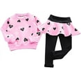 thumbnail image 4 of Little Girls Clothes Set Outfit Heart Print Fleece Sweatshirts Top and Leggings Set, 4 of 7