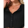 thumbnail image 5 of DARING DIVA Y2K Crop Tops with Shorts Knit Button-Down Pajama Sets S Black, 5 of 7