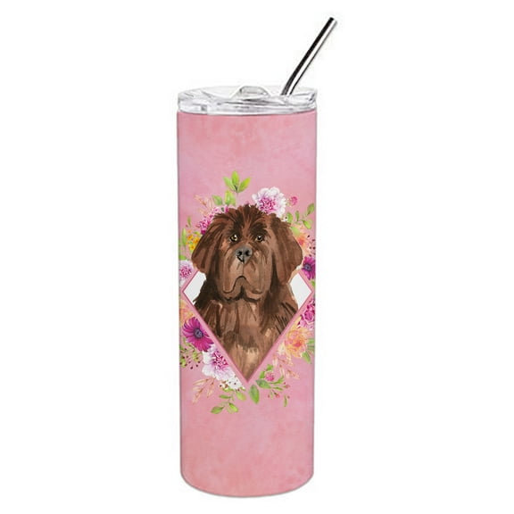 Newfoundland Pink Flowers Double Walled Stainless Steel 20 oz Skinny Tumbler
