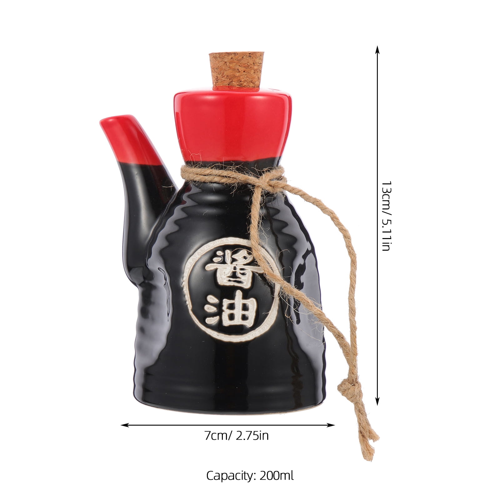 Set of 2 Vinegar Bottle Wine Pour Syrup Spice Bottles Sauce Containers Black