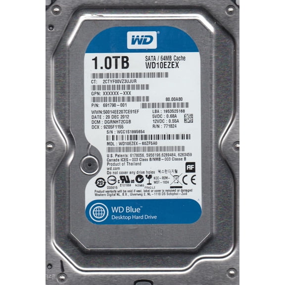 WD10EZEX-60ZF5A0, DCM DGRNHT2CGB, Western Digital 1TB SATA 3.5 Hard Drive