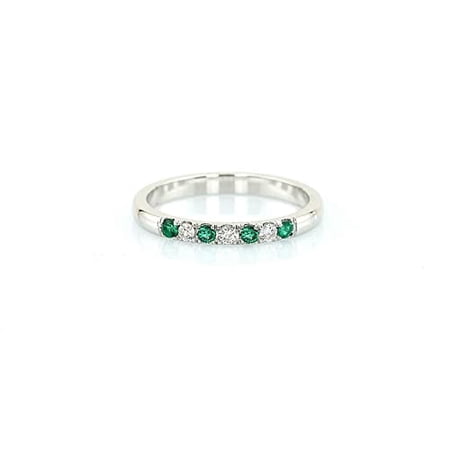 HeartsAndYou 1ct Natural Alternate Green Emerald & Diamond Band 100% 14k SOLID White Gold