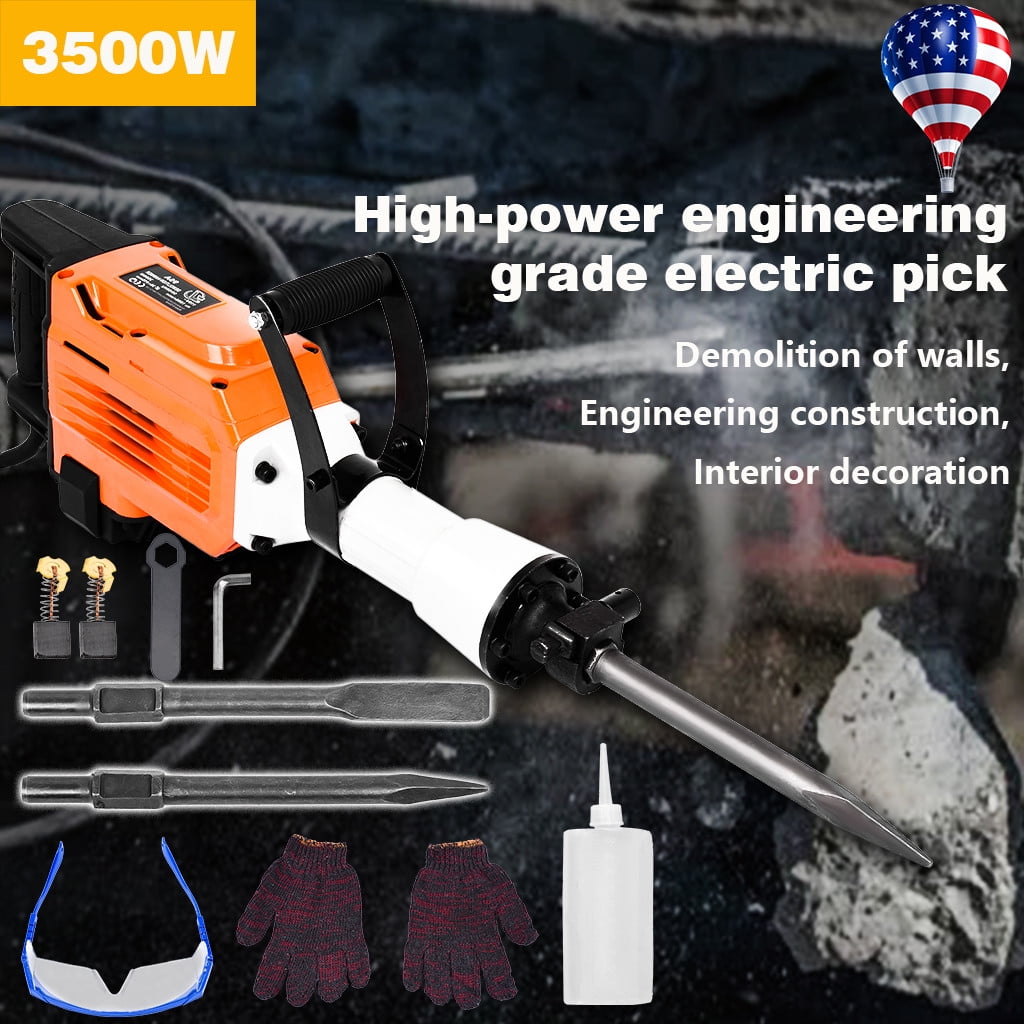 3500W Electric Breaker Concrete Demolition Hammer Jack Drill Industrial Tool Kit