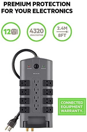 8 Rotating & 4 Stationary AC Multiple Outle Belkin Belkin Surge Power Strip Protector 