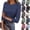 33# Dark Blue, variant on Women's Casual Striped Tops 3/4 Sleeve Crewneck Shirts Ribbed Knit Summer Basic Tees Loose Fit Blouses Hot Pink L