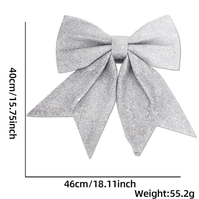 HLONK Lot de 1 Grands Nœuds de Noël Nœuds Rouges Décorations de Noël pour Couronne Nœuds en Velours Décor pour Arbre de Noël Porte d'Entrée Extérieur (15.7 * 18.11 Pouces)