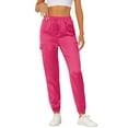 thumbnail image 1 of INSPIRE CHIC Women's Satin Cargo Joggers High Waisted Elastic Waist Casual Pants L Rose Red, 1 of 6