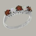 thumbnail image 2 of LBG British Made 18k White Gold Genuine Garnet & Opal Womens Eternity Ring - 33 size options - Size 6.25, 2 of 6