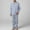 Blue, variant on MTBLYS Sexy Pajama Set for Men Fashion Striped Print Comfortable Sleepwear with Pants Casual Loose Fit V-Neck Long Sleeve Pajamas Sleepwear Men