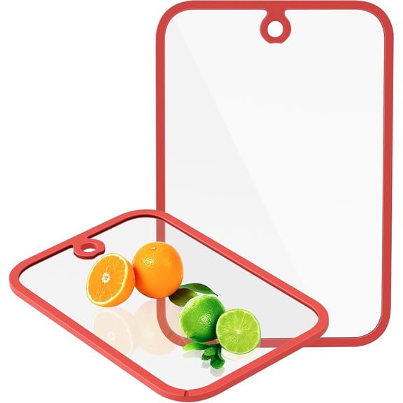 Xuet 2-Pack Glass Cutting Board Set, Clear Non-Slip Kitchen Chopping Boards