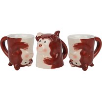Ceramic Cute Upside Down Espresso Mini Coffee Mug Set of 3 - Monkey