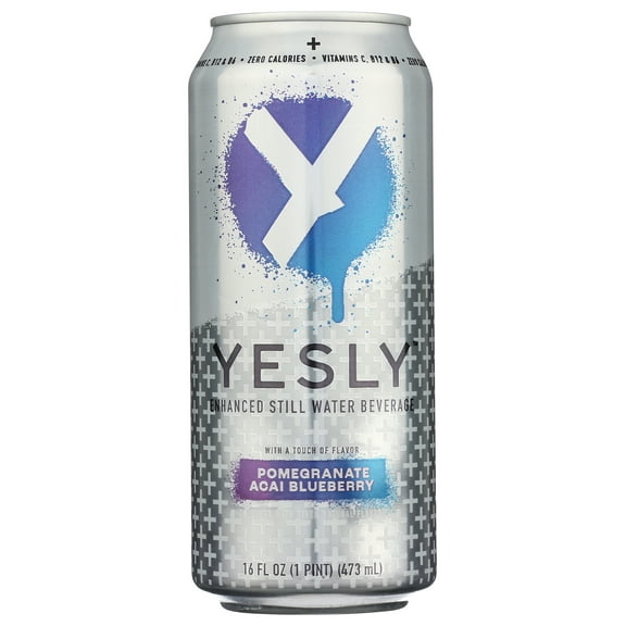 Pack of 12, Yesly Pomegranate Acai Blueberry Enhanced Still Water, 16 fl oz