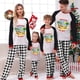 thumbnail image 3 of Pijamas familiares navideños a juego, conjuntos de pijamas a cuadros blancos y negros de ciervo, Navidad en julio, 3 of 4