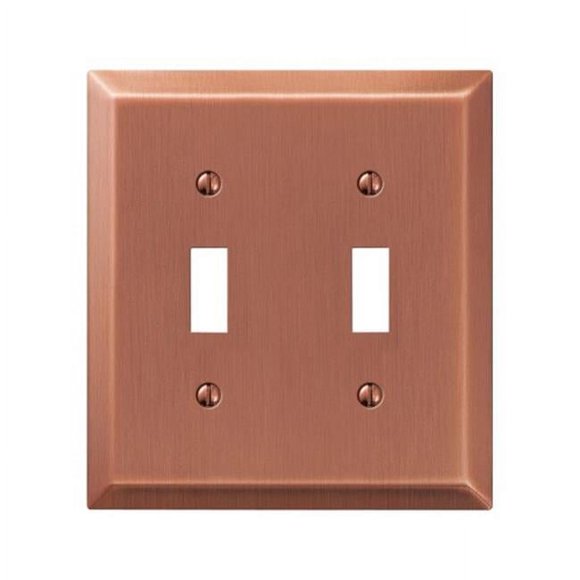 Amerelle 163TTAC Stamped Steel 2 Toggle Wall Plate  Antique Copper