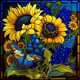 thumbnail image 1 of Pintura de diamante 5D DIY Kit de taladro redondo completo Girasol de vidrieras (NH3538), 1 of 9
