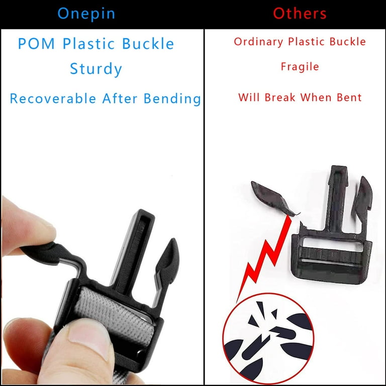 Plastic Buckles for Straps 1: Quick Side Release Buckle Clip 4 set +  Tri-Glide Slide 8 pcs Fit 1 inch Wide Nylon Strap Webbing Belt, Heavy Duty  Dual