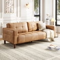 thumbnail image 3 of IdealHouse 3-Seater Sofa Couch, 83" Wide Faux Leather Sofa Couch with Spring Cushion, Modern Sofa with Deep Seats and 2 Removable Back Cushions, for Living Room, Bedroom, Apartment, Office, Brown, 3 of 12