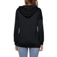 thumbnail image 6 of Women's Sports Hooded Pocket Long Sleeved Sweatshirt, Classic Simple Design Versatile Fashionable Athletic Wear, Cool Breathable Moisture Wicking Fabric for Daily Leisure, Gym Workouts Black L, 6 of 6