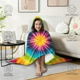 thumbnail image 4 of Wearable Blanket,Colorful Rainbow Tie Dye Spiral Pattern Hooded Wearable Flannel Blanket for Adults & Teens,Winter Poncho Shawl Wrap Cape Cozy Anti-Pill,50"x60", 4 of 5
