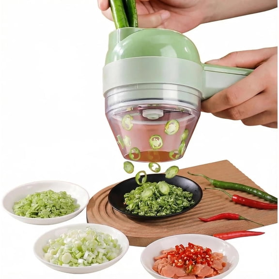 Multi functional electric vegetable slicers,4-in-1vegetable cutter, garlic chopper mini, garlic food processor, electric wireless food slicer