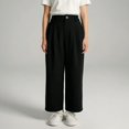 thumbnail image 4 of CPNG Girls Wide Leg Dress Pants Solid Color Elastic High Waist Wide Leg Casual Uniform Pants with Pockets, 4 of 8