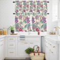 thumbnail image 3 of Pink Purple Flowers Kitchen Curtains Valances and Tiers Set of 3 Green Leaf Vintage Floral Country Tier Curtains and Valance with Rod Pocket for Small Windows, 27.5"x24", 3 of 9