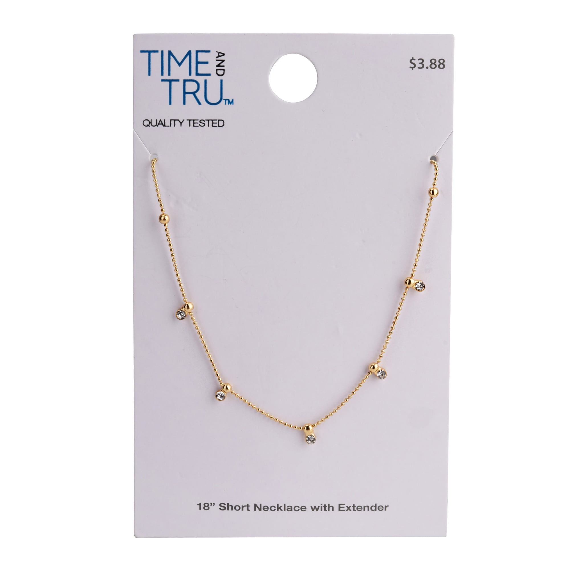 Time And Tru Women's Gold Tone Crystal Dangle Delicate Necklace