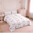 thumbnail image 5 of Manfei Princess Ribbon Bow Tie Queen Comforter Set,Girls Bowknot Bedding Sets,Pink White Bedding Comforter Set,Lightweight Room Decorative Reversible,3pcs, 5 of 10