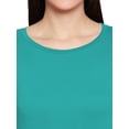 thumbnail image 5 of eloria Women's T-Shirt Round Neck Solid Color Plain Full Sleeve T-Shirt Color: Teal | Size: 3XL, 5 of 7
