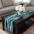 thumbnail image 4 of Aqua Stripe Table Runner 90 Inches Long, Ombre Grey Moire Geometric Modern Abstract Kitchen Coffee Dining Table Decoration for Home Party Birthday Wedding Home Decor 13x90 Inches, 4 of 8