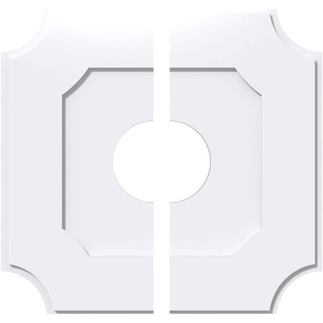 Ekena Millwork CMP26LE2-07000 26 in. OD x 7 in. ID Square Locke Architectural Grade PVC Contemporary Ceiling Medallion - 2 Piece