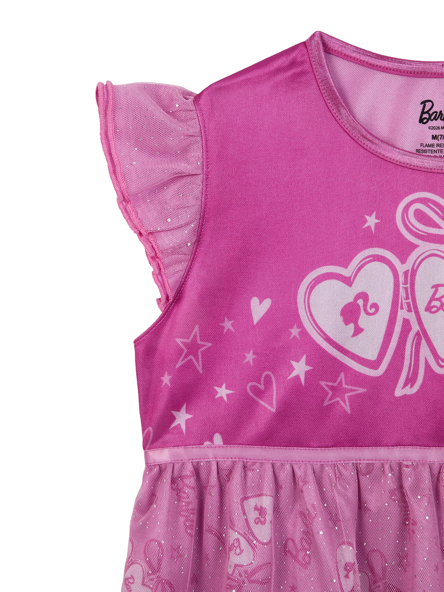 Barbie Short Sleeve Sleep Fantasy Gown, One-Piece, Sizes 4-12