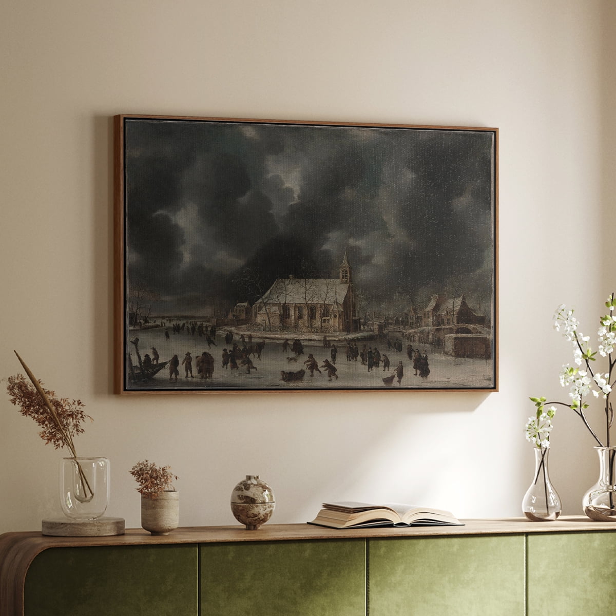 Vintage Landscape-CCCLXXXIX By Wexford Home Framed in Walnut Wood Gallery Wrapped Canvas 27 in. x 41 in.
