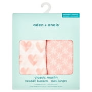 aden anais Swaddle Blanket, Boutique Muslin Blankets for Girls & Boys, Baby Receiving Swaddles, Ideal Newborn & Infant Swaddling Set, Perfect Shower Gifts, 2 Pack, Piece of My Heart
