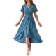 thumbnail image 1 of Vestido PRETTYGARDEN Maxi Bohemio Floral con Escote Cruzado en V Azul Talla Grande, 1 of 7