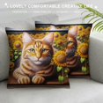 thumbnail image 3 of YANMS Sunflower Throw Pillow Cover Cute cat in Yellow Flower Butterfly Funny Cottage Yellow Cozy Square Large Living Room Decor Bedroom Patio Couch Pillow Cases, 3 of 5