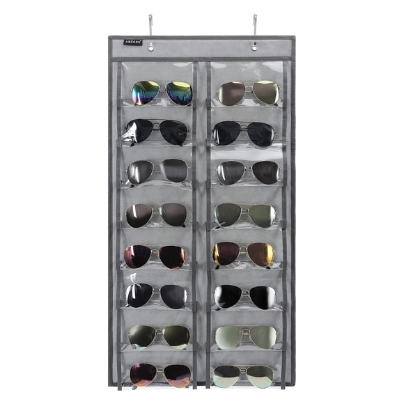 Organizador colgante para gafas de sol ANZORG de pared con 16 bolsillos, color gris