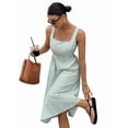 thumbnail image 5 of Women'S Maxi Striped Dress Summer Sleeveless Square Neck Smocked A Line Flowy Spring Vacation Sundress Green L, 5 of 10