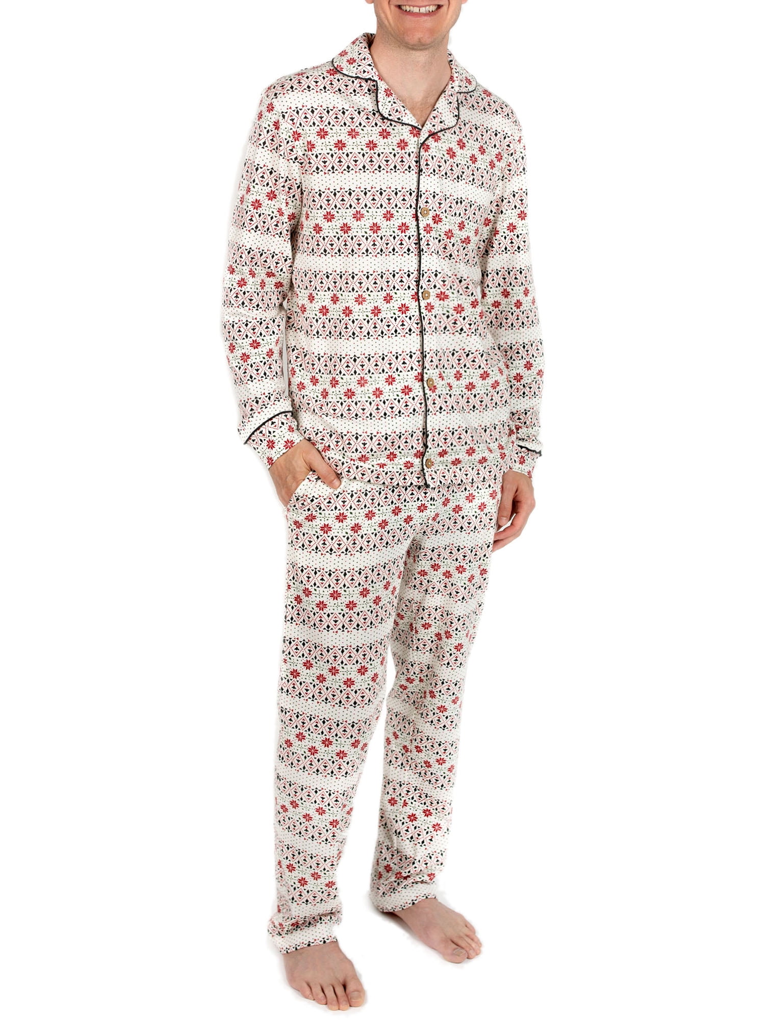 Men's Pyjama's with Jersey Top and Fleece Trousers in Fairisle Print 