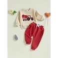 thumbnail image 4 of Baby Toddler Boy Valentine’s Day Outfits 6 12 18 24 Months 2T 3T Long Sleeve Truck Embroidery Sweatshirt + Pants Set Toddler Clothes, 4 of 9