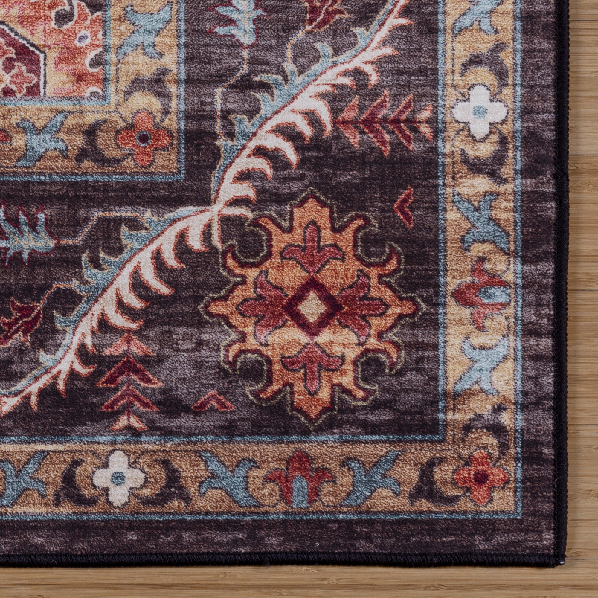 Crystal Print Cullen Traditional Oriental Brown Washable Indoor Area Rug, 8x10