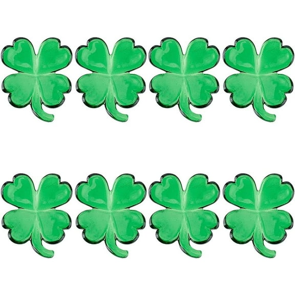 8 Pcs Four Leaf Clover Glass Figurine Green Figurine Statues Crystal Four-Leaf Clover Figurine Collectibles Crystal Ornaments for Home and Office Desk Decoration