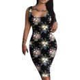 thumbnail image 2 of SMihono Robes d'Été Bohémiennes pour Femmes Grande Taille Mode Décontractée Été Sans Manches Épaules Dénudées Robe Col Rond Unie, 2 of 4