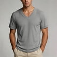 thumbnail image 3 of Stamzod Mens Shirts Summer V-Neck Corduroy Pullover Tops Loose Casual Short Sleeve T-Shirts Plus Size Men Clothing Gray M, 3 of 9